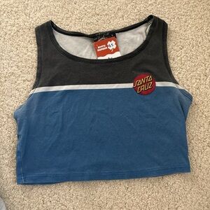 Santa Cruz Skateboards Black and Blue Colorblock Crop Tank